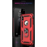 Wholesale iPhone XS Max Tech Armor Ring Grip Case with Metal Plate (Red)